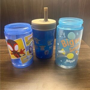 ZAK! Kids Blue Character Sippy Cups - Blippi & Spiderman